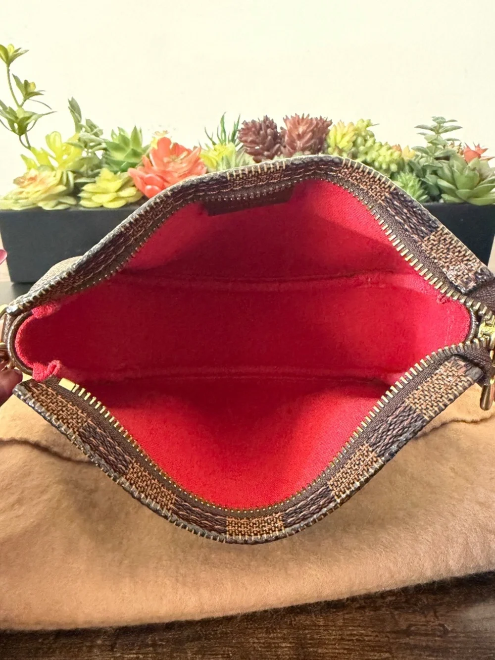 Louis Vuitton Damier Ebene Trousse Make Up Bag Pochette w/ COA + Dust Bag